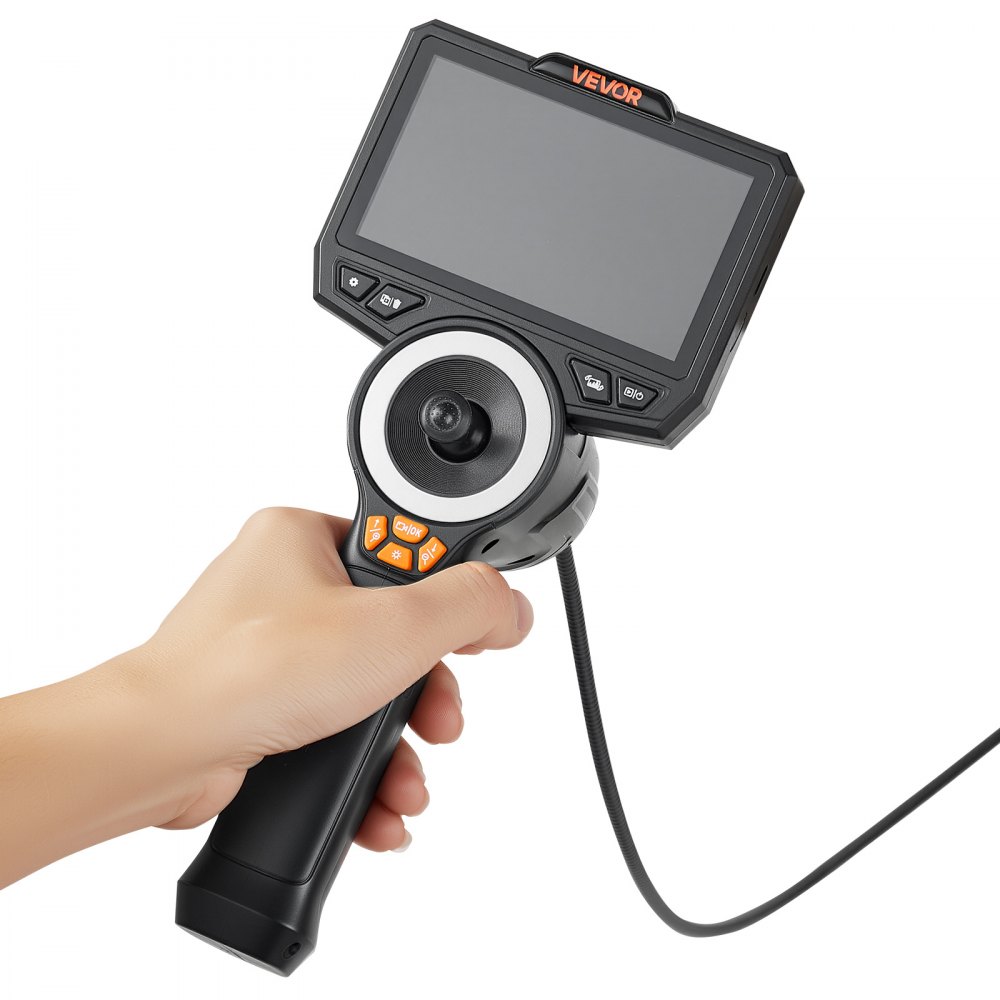VEVOR Endoscopio Cámara de Inspección de 360° Articulado en 4 Direcciones con Pantalla IPS, Cable de 1,5 m, Sonda de 6,2 mm, 32 GB, 3000 mAh, Luces LED, Zoom Multinivel, para Fontanería y Automoción