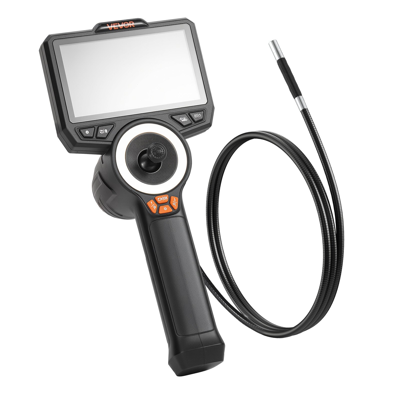 VEVOR Endoscopio Cámara de Inspección de 360° Articulado en 4 Direcciones con Pantalla IPS, Cable de 1,5 m, Sonda de 6,2 mm, 32 GB, 3000 mAh, Luces LED, Zoom Multinivel, para Fontanería y Automoción