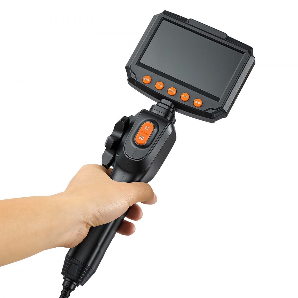 VEVOR Endoscopio Cámara de Inspección Articulado 180°, Cámara de Inspección de Tuberías con Sonda de 8 mm, Pantalla IPS, Cable de 1,5 m, Zoom Multinivel, 32 GB, 8 Luces LED 3 Niveles para HVAC Motores