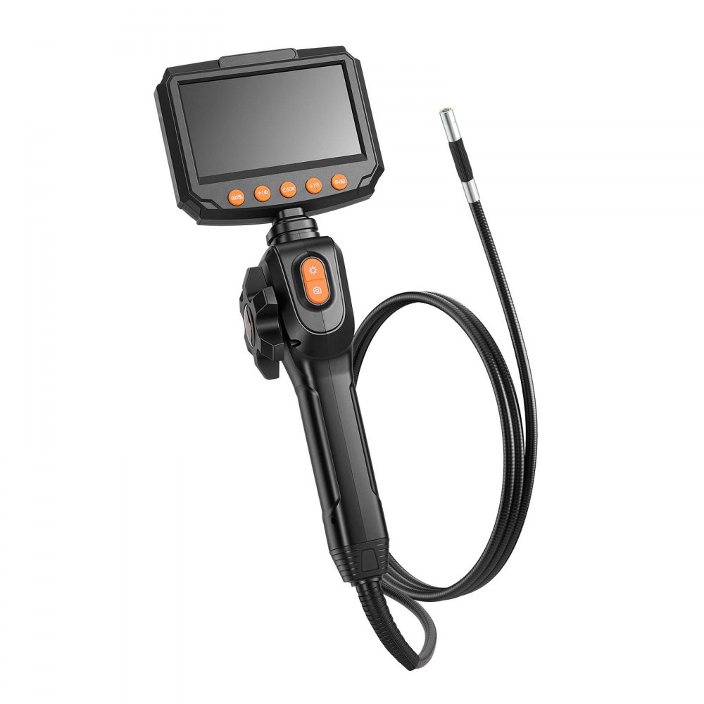 VEVOR Endoscopio Cámara de Inspección Articulado 180°, Cámara de Inspección de Tuberías con Sonda de 8 mm, Pantalla IPS, Cable de 1,5 m, Zoom Multinivel, 32 GB, 8 Luces LED 3 Niveles para HVAC Motores