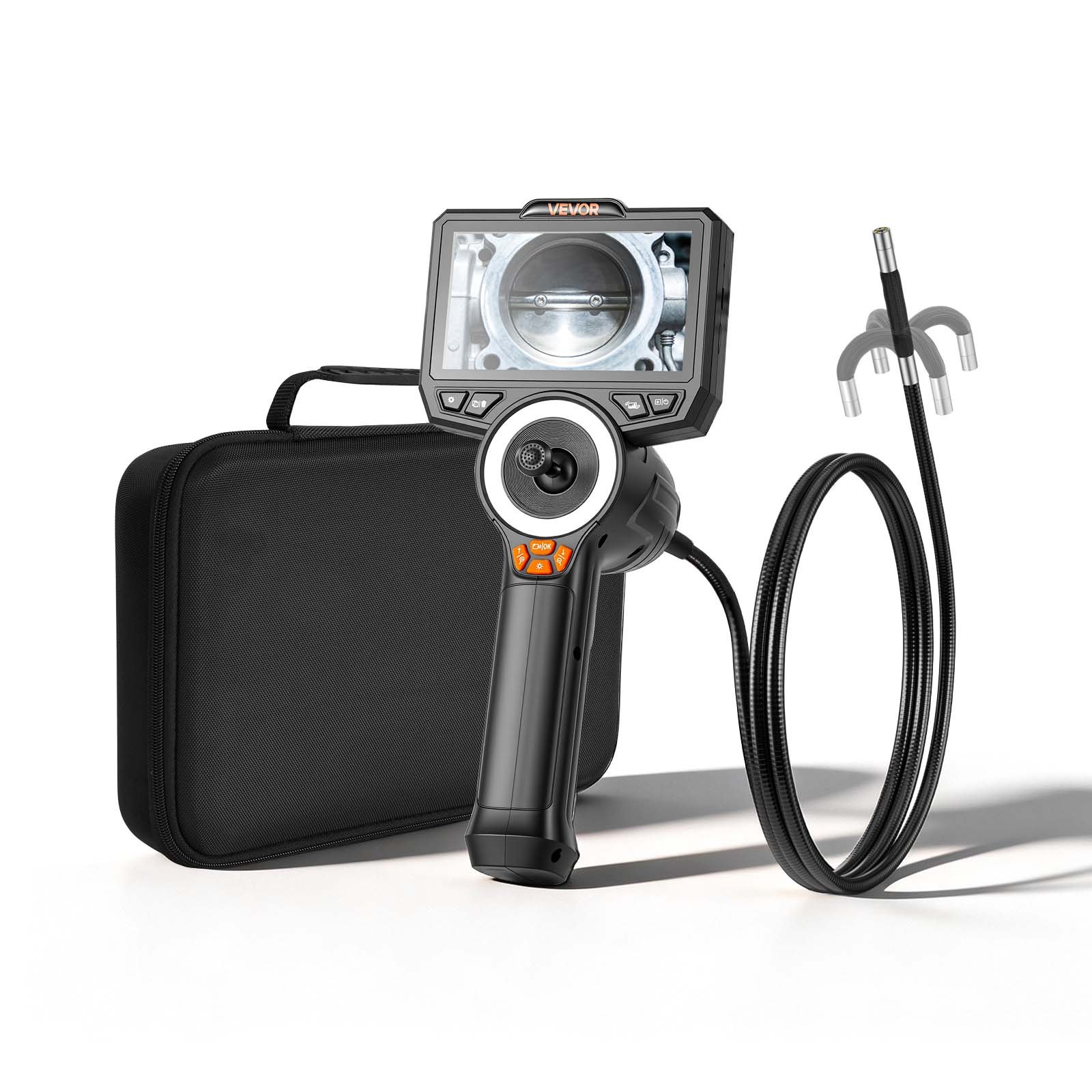 VEVOR Endoscopio Cámara de Inspección de 360° Articulado en 4 Direcciones con Pantalla IPS, 3000 mAh, Sonda de 8 mm, 32 GB, Cable de 1,5 m, Luces LED, Zoom Multinivel, para Automoción y Fontanería