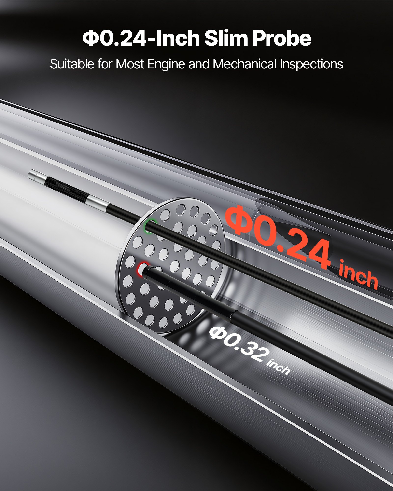 VEVOR Endoscopio Cámara de Inspección de 360° Articulado en 4 Direcciones con Pantalla IPS, Sonda de 6,2 mm, Batería 7000 mAh, Luces LED, 32 GB, Zoom Multinivel, para Espacios Reducidos Motores y HVAC