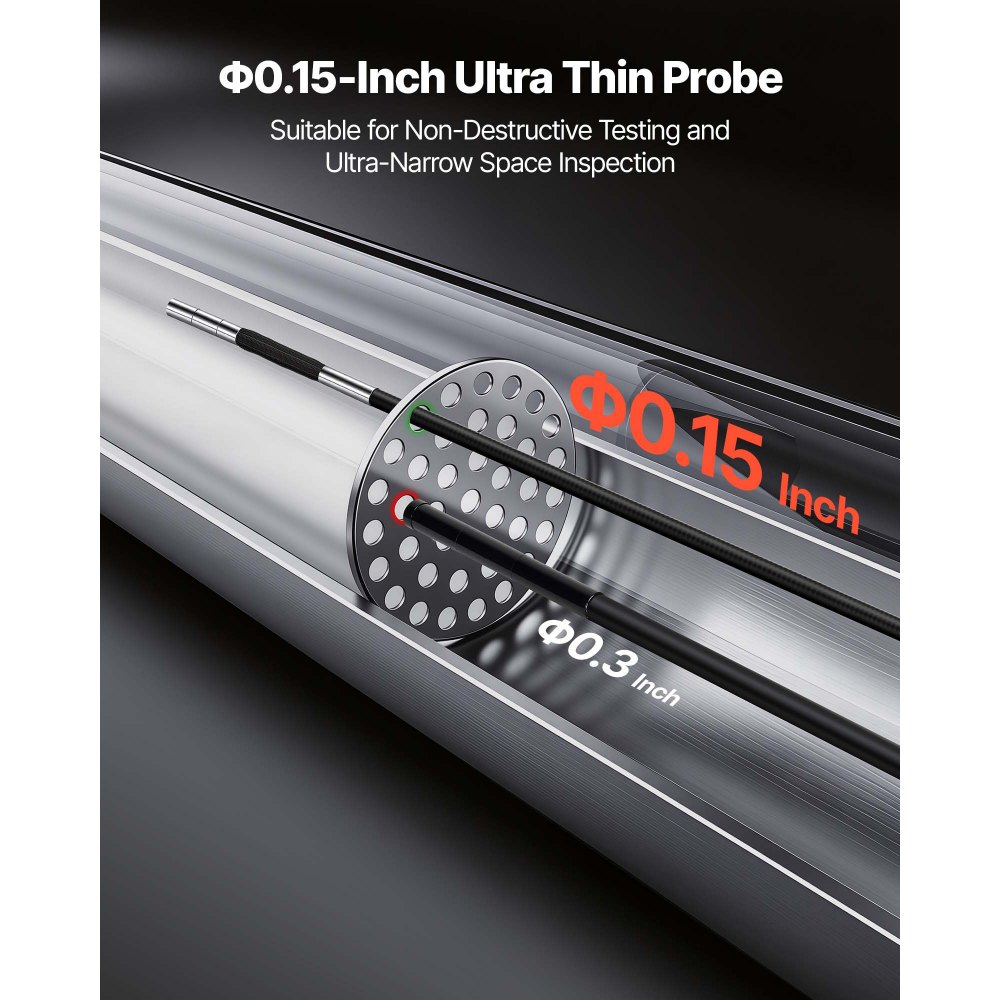 VEVOR Endoscopio Articulado 180°, Cámara de Inspección con Sonda de 3,9 mm, Pantalla IPS, Batería 5000 mAh, Zoom Multinivel, Cable de 1,5 m, 6 Luces LED, 32 GB, para Motores, HVAC y Espacios Reducidos