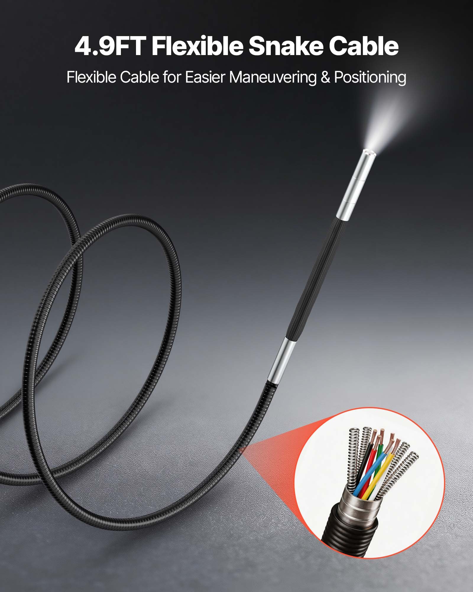 VEVOR Endoscopio Cámara de Inspección de 360° Articulado en 4 Direcciones con Pantalla IPS, Sonda de 3,9 mm, Batería 7000 mAh, Luces LED, 32 GB, Zoom Multinivel, para Motores Espacios Reducidos y HVAC