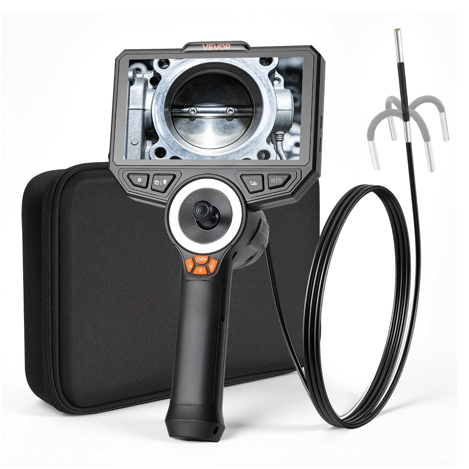 VEVOR Endoscopio Cámara de Inspección de 360° Articulado en 4 Direcciones con Pantalla IPS, Sonda de 3,9 mm, Batería 7000 mAh, Luces LED, 32 GB, Zoom Multinivel, para Motores Espacios Reducidos y HVAC