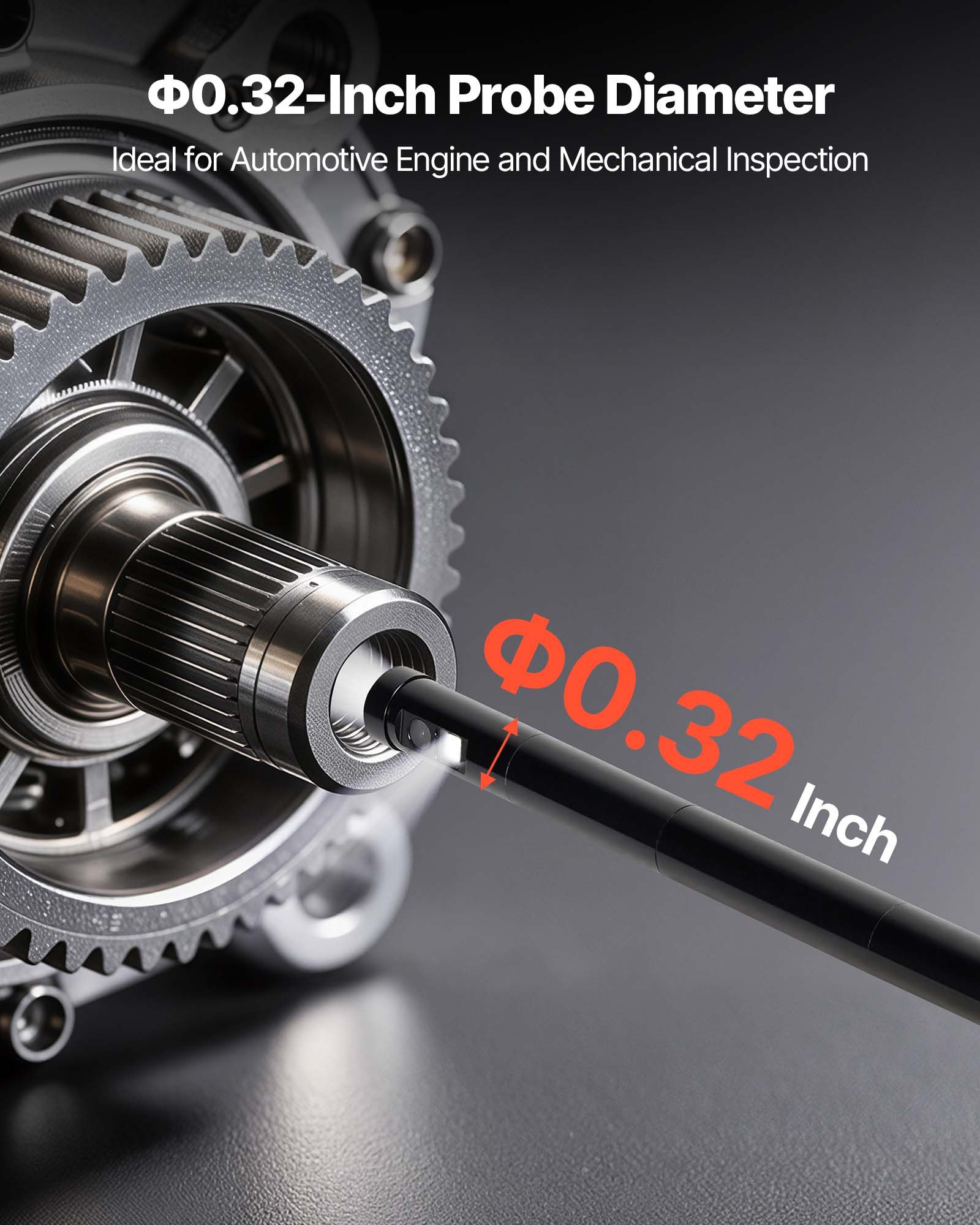 VEVOR Endoscopio de Doble Cámara con Rotación Motorizada 360°, Cámara de Inspección con Pantalla IPS Dividida, Sonda Delgada de 8 mm, Cable de 5 m, 5000 mAh, 32 GB, LED para Motores, HVAC y Tuberías