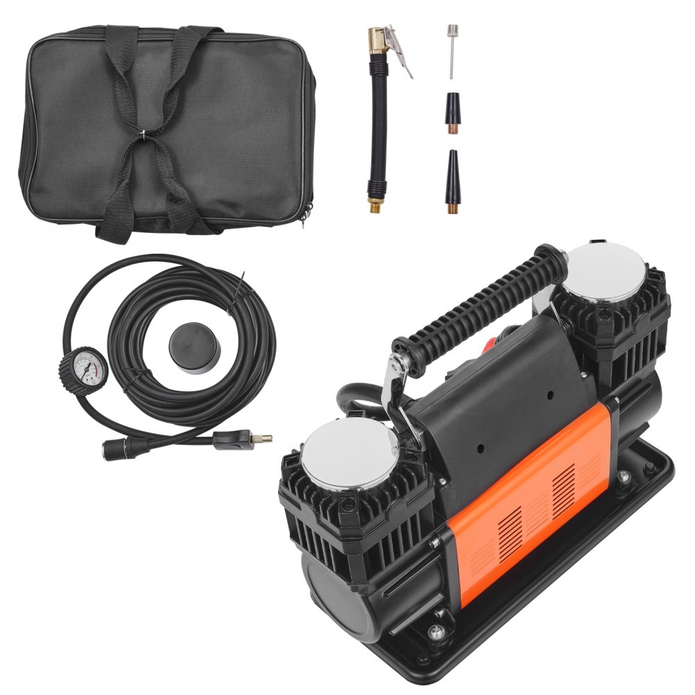 Compresor de aire de alta resistencia VEVOR de 10,6 CFM, inflado rápido en 30 s, inflador de neumáticos portátil de doble cilindro, bomba de aire todoterreno de 12 V y 150 PSI con adaptadores para camiones, automóviles, SUV, vehículos 4x4 y vehículos recreativos