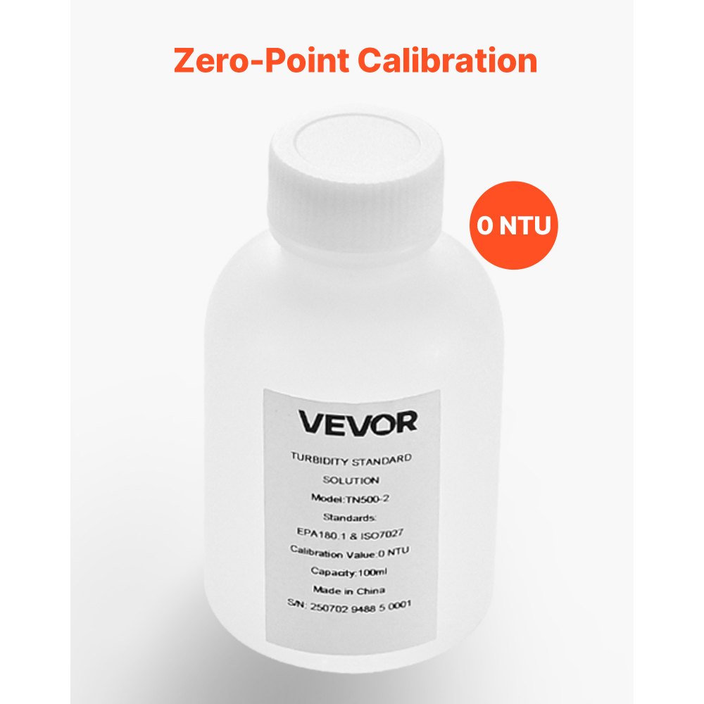 VEVOR Solución de Calibración de Turbidez, 0 NTU, 100 ml, para Turbidímetros, Deriva Cero para Una Concentración Estable, para Luz Blanca/Roja, para Entornos Educativos, Ambientales e Industriales