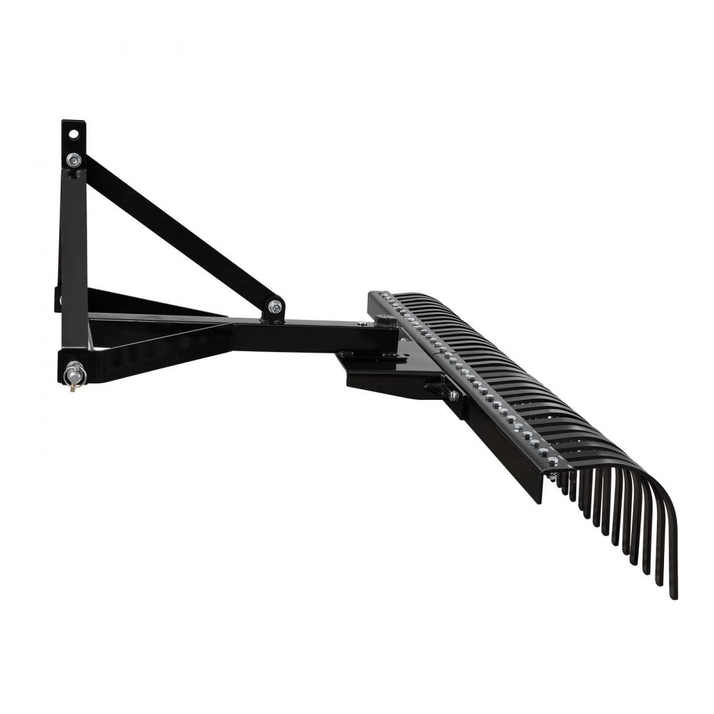VEVOR Escarificadora de Césped de 1525 mm, con 32 Púas de Acero Q235, Rastrillo Paisajístico de 3 Puntas con Accesorios para Tractor, para Limpiar el Césped y Nivelar el Terreno, Color Negro