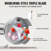 VEVOR Batidora de Mano Comercial 500W Batidora de Mano de Inmersión Eje de 406 mm Batidora Portátil de Velocidad Continuamente Variable con Hoja de Acero Inoxidable para Sopa Salsa Puré Crema