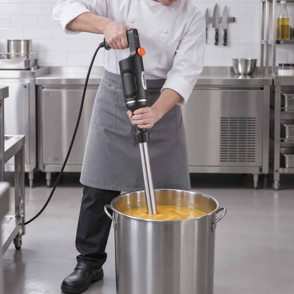 VEVOR Batidora de Inmersión 500W 41 cm Batidora de Mano de Alta Resistencia, para Restaurantes, con Motor de Cobre Puro, Cabezal de Acero Inoxidable de 3 Aspas, Velocidad Variable, para Sopas y Salsas