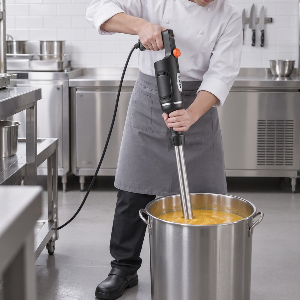 VEVOR Batidora de Inmersión 500W 51 cm Batidora de Mano de Alta Resistencia, para Restaurantes, con Motor de Cobre Puro, Cabezal de Acero Inoxidable de 3 Aspas, Velocidad Variable, para Sopas y Salsas