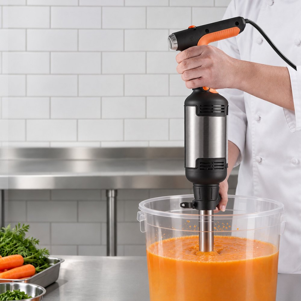 VEVOR Batidora de Inmersión 750W 36 cm Batidora de Mano de Alta Resistencia, para Restaurantes, con Motor de Cobre Puro, Cabezal de Acero Inoxidable de 3 Aspas, Velocidad Variable, para Sopas y Salsas