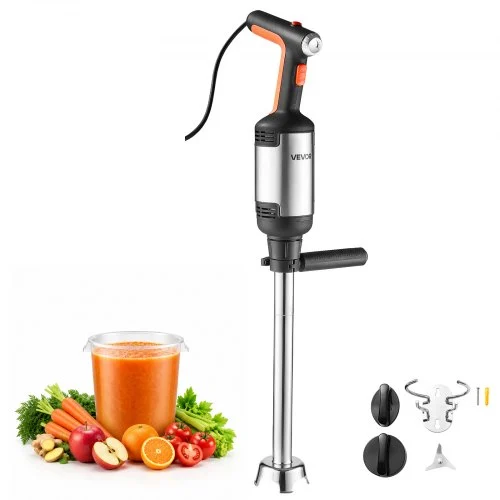 VEVOR Batidora de Inmersión 750W 46 cm Batidora de Mano de Alta Resistencia, para Restaurantes, con Motor de Cobre Puro, Cabezal de Acero Inoxidable de 3 Aspas, Velocidad Variable, para Sopas y Salsas