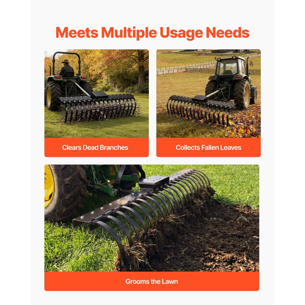 VEVOR Púas de Repuesto para Rastrillo de Tractor, Paquete de 6 Unidades, Dientes para Escarificador, con Agujeros de Perno 11 mm, Acero, para Airear Césped Nivelar Terreno Limpiar Hojas Jardinería