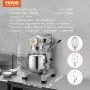 VEVOR Batidora de Cocina Comercial Batidora de Pie Comercial 10 L con 3 Velocidades Ajustables Amasadora de 550 W con Tazón de Acero Inoxidable y 3 Accesorios para Mezclar, Ideal para Panadería