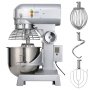 VEVOR Batidora de Cocina Comercial 15 QT  Batidora de Pie Comercial 3 Velocidades Ajustables Amasadora de 600 W con Tazón de Acero Inoxidable y Accesorios para Mezclar para Restaurante, Panadería