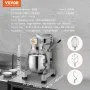 VEVOR Batidora de Cocina Comercial 28,5 L Batidora de Pie Comercial 3 Velocidades Ajustables Amasadora de 1100 W con Tazón de Acero Inoxidable y 3 Accesorios para Mezclar para Restaurante, Panadería