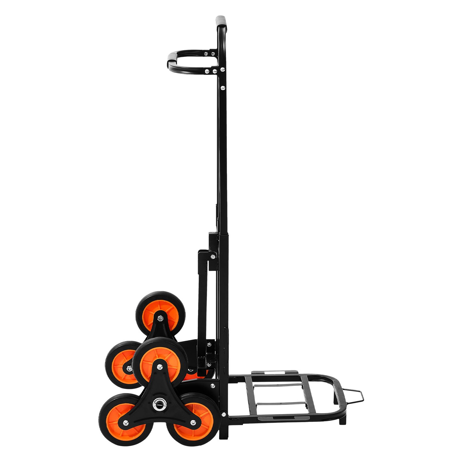 VEVOR Carretilla de Mano Plegable con Asa Telescópica, Carga Máxima 100 kg, Carro Sube Escaleras Marco Resistente de Acero al Carbono con 2 Cuerdas y 6 Ruedas, para Compra Hogar Almacén y Oficina