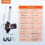 VEVOR Actuador Lineal de 12V, Actuador de Movimiento Lineal de Alta Resistencia 250mm 6000N 5mm/s con Soporte de Montaje y Protección IP44 para Puertas Eléctricas, Maquinaria Industrial, Barcos, Carga