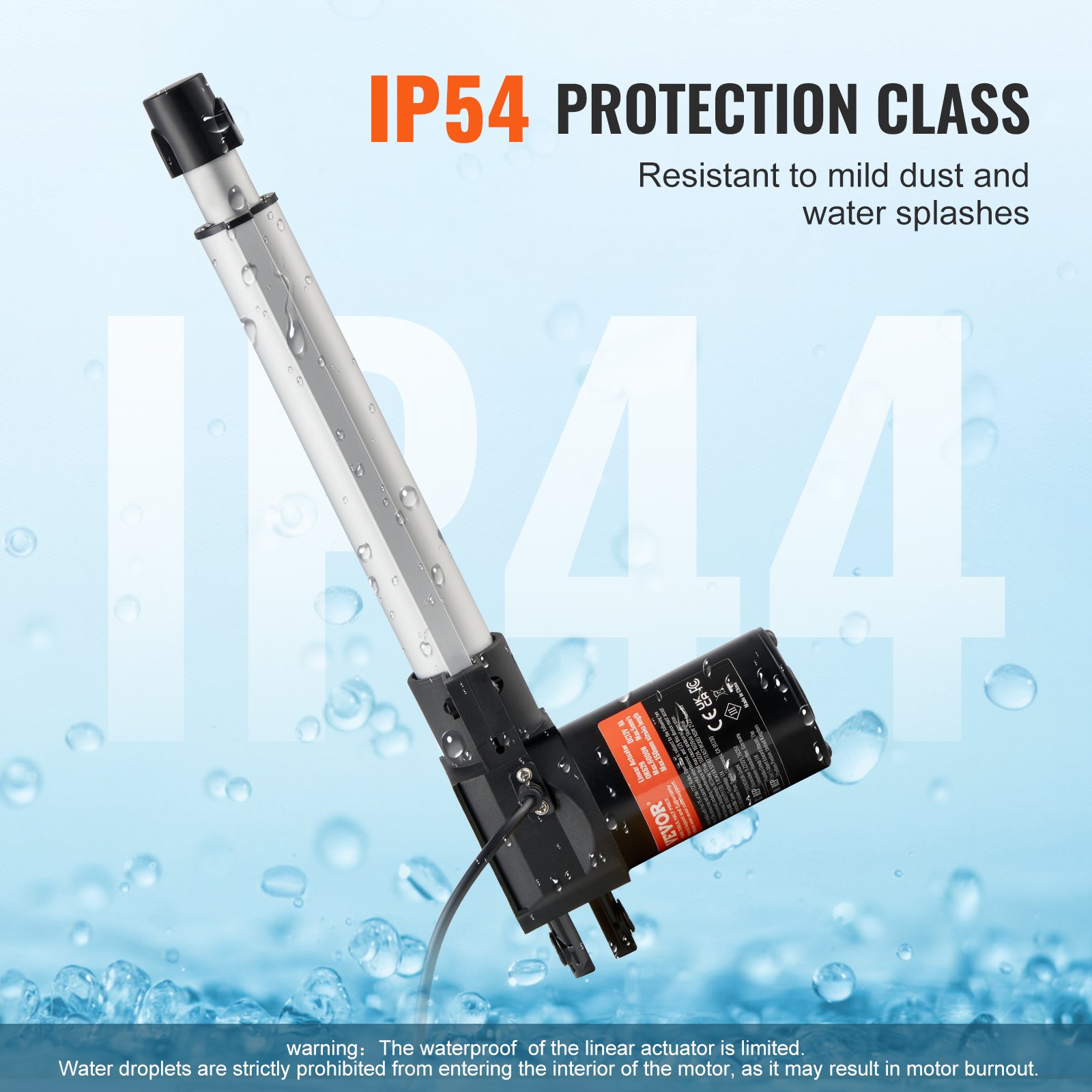 VEVOR 6000N Linear Actuator DC 12V Linear Drive IP44 Electric Linear Motor 200mm Stroke Length Noise Level ≤ 50dB Electric Door Opener 5 mm/s Travel Speed Linear Technology Adjustment Drive