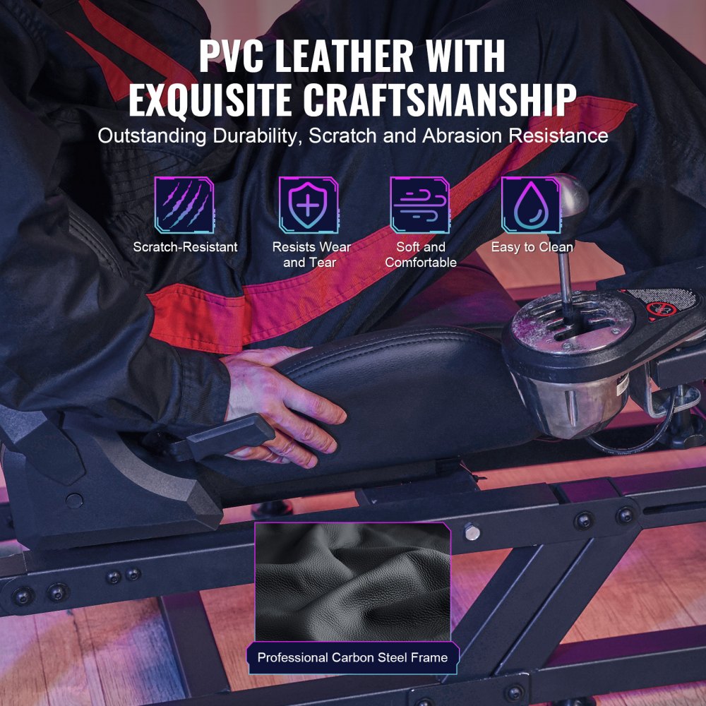 Soporte para volante de carreras VEVOR para Logitech G923/G920/G29, cabina de simulador de conducción de acero resistente, Thrustmaster T248P, altura del soporte del volante y ángulo del pedal ajustables, carga máxima de 330 libras, compacto