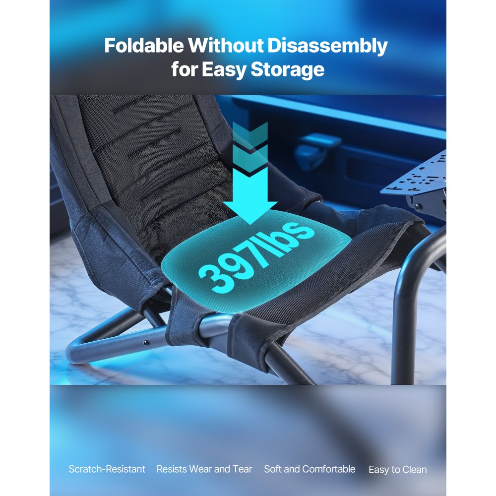 VEVOR Soporte para Volante de Carreras Integrado Cabina Abierta, Soporte de Volante Compatible con Logitech G27, G29, G920, G923, Thrustmaster T300RS, TX F458, T500RS, T3PA-PRO (F1/GT), Pedales CSR