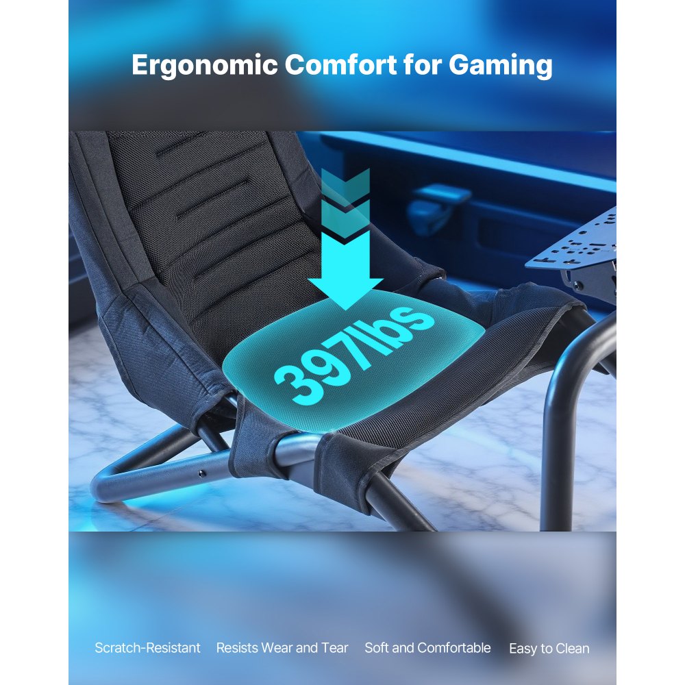 VEVOR Soporte para Volante de Carreras Integrado Cabina Abierta, Soporte de Volante Compatible con Logitech G27, G29, G920, G923, Thrustmaster T300RS, TX F458, T500RS, T3PA-PRO (F1/GT), Pedales CSR