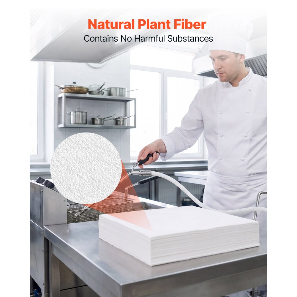 VEVOR 100 Pack Fryer Filter Paper, Replacement Deep Fryer Filter Sheets, for 38/55L Commercial Mobile Machine, Extend Oil Life for Improved Taste, for Restaurant, Kitchen, Burger Shop, 29x29 cm