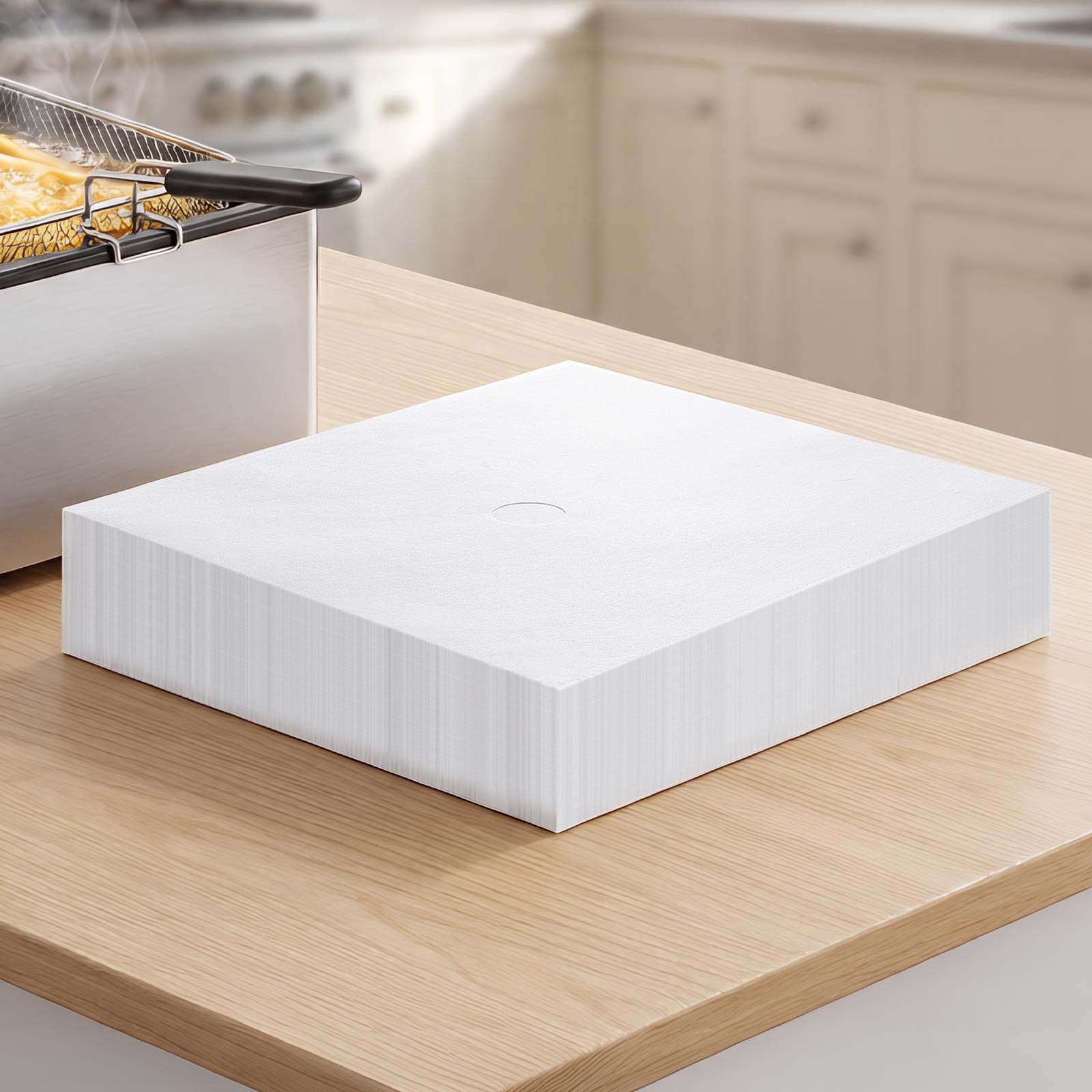 VEVOR Papel de Filtro de Aceite para Freidora 100 Hojas 38 x 33 cm, Hojas de Filtro de Repuesto, Prolonga la Vida Útil del Aceite para Un Mejor Sabor, para Restaurante, Hamburguesería, Cocina, Blanco