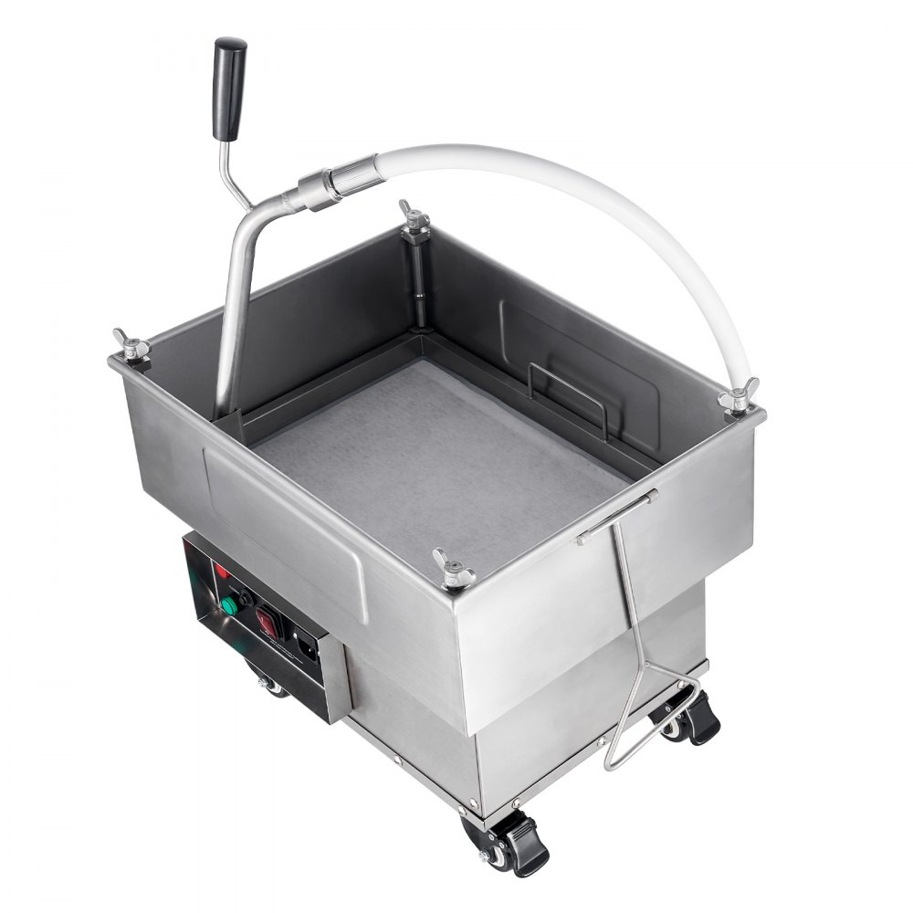VEVOR Mobile Deep Fryer Filter, 18 L Oil Tank Capacity, Oil Filtration System with 10 L/min Oil Filtration Speed, Rollable Deep Fryer Oil Filter System with Swivel Wheels, Oil Hose for Restaurants