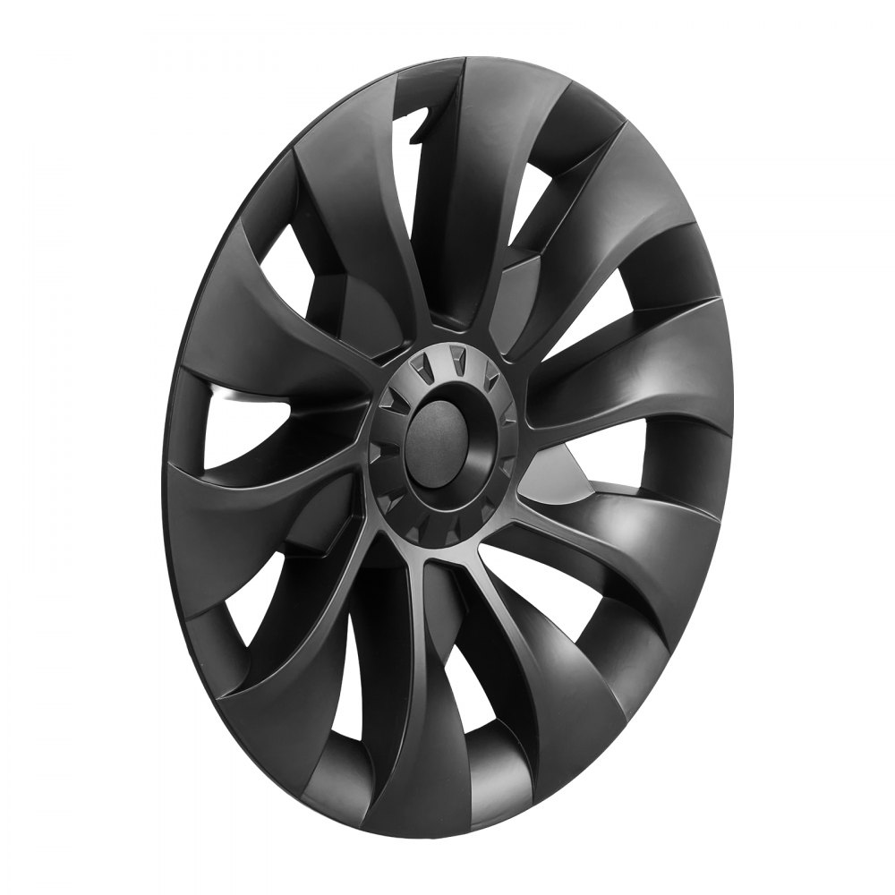 VEVOR Juego de 4 Tapacubos de 18 pulgadas Embellecedores de Rueda R18, Tapacubos Personalizados de 10 Radios, Material de ABS, Resistente y Duradero, Compatible con Tesla Model 3 2017-2023, Negro