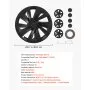 VEVOR Juego de 4 Tapacubos de 19 pulgadas, Embellecedores de Rueda R19, Tapacubos Personalizados de 10 Radios, Material de ABS, Resistente y Duradero, Compatible con Tesla Model Y 2025, Negro Mate