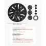 VEVOR Juego de 4 Tapacubos de 19 pulgadas Embellecedores de Rueda R19, Tapacubos Personalizados de 14 Radios, Material de ABS, Resistente y Duradero, Compatible con Tesla Model Y 2021-2024, Negro