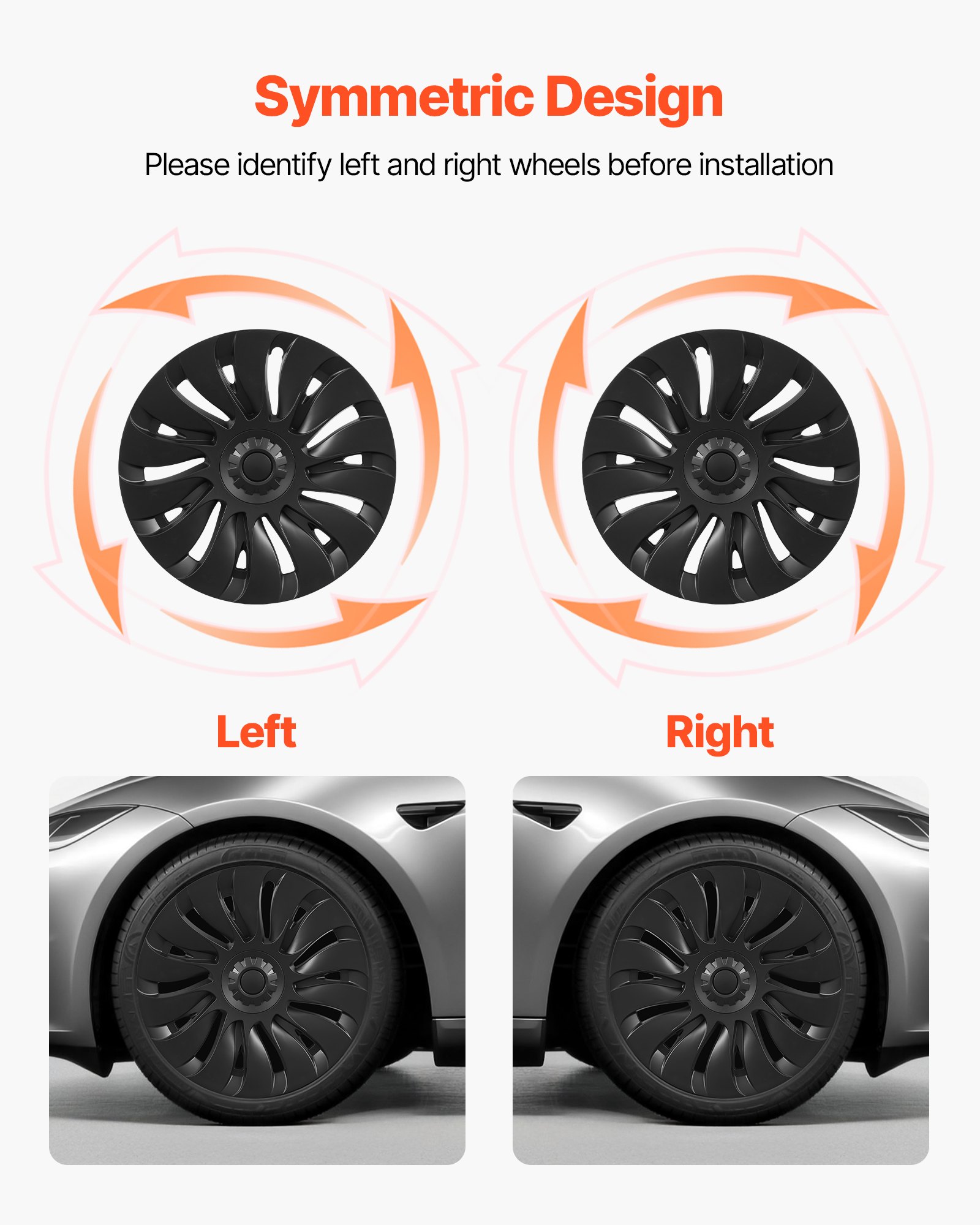 VEVOR Juego de 4 Tapacubos de 19 pulgadas Embellecedores de Rueda R19, Tapacubos Personalizados de 14 Radios, Material de ABS, Resistente y Duradero, Compatible con Tesla Model Y 2021-2024, Negro