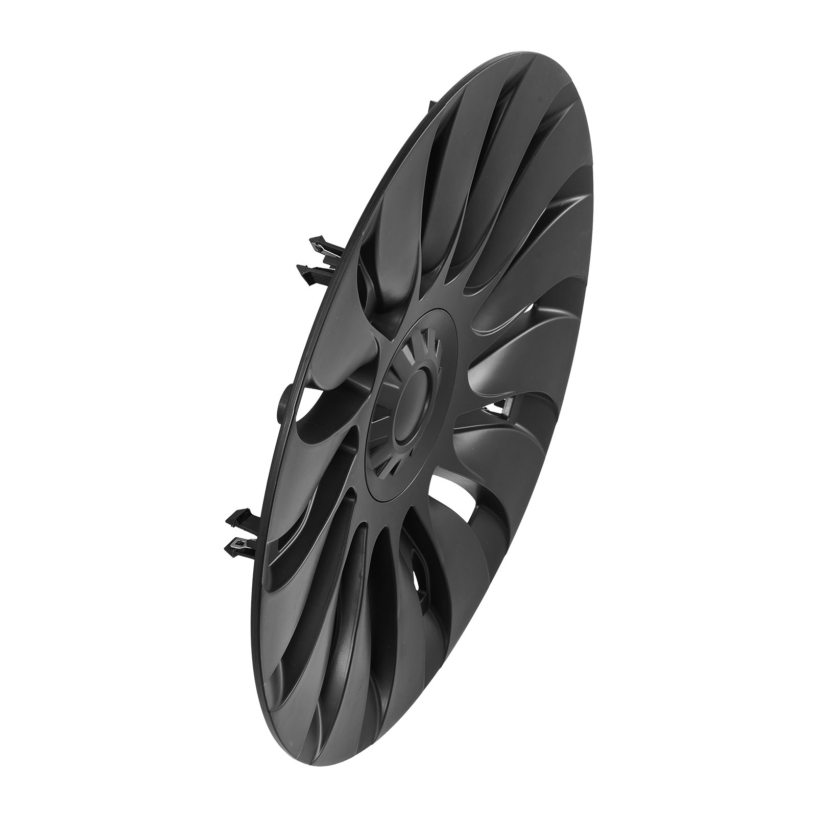 VEVOR Juego de 4 Tapacubos de 19 pulgadas Embellecedores de Rueda R19, Tapacubos Personalizados de 14 Radios, Material de ABS, Resistente y Duradero, Compatible con Tesla Model Y 2021-2024, Negro