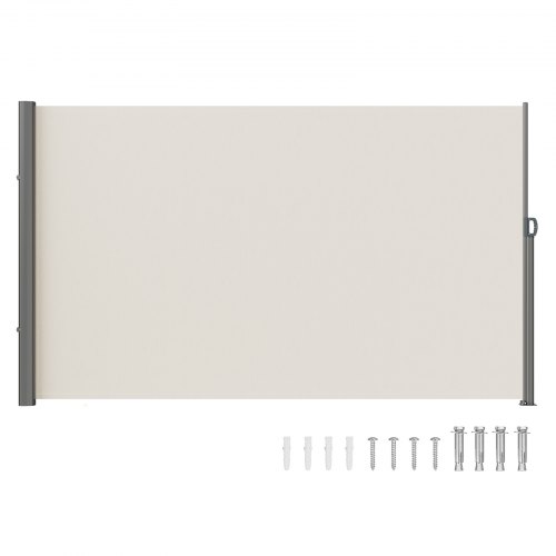 VEVOR Toldo Solar Retráctil, Pantalla de Alta Privacidad 180X300cm,Toldo Lateral de Aluminio Separador retráctil Terraza, para Patio Jardín Blanco