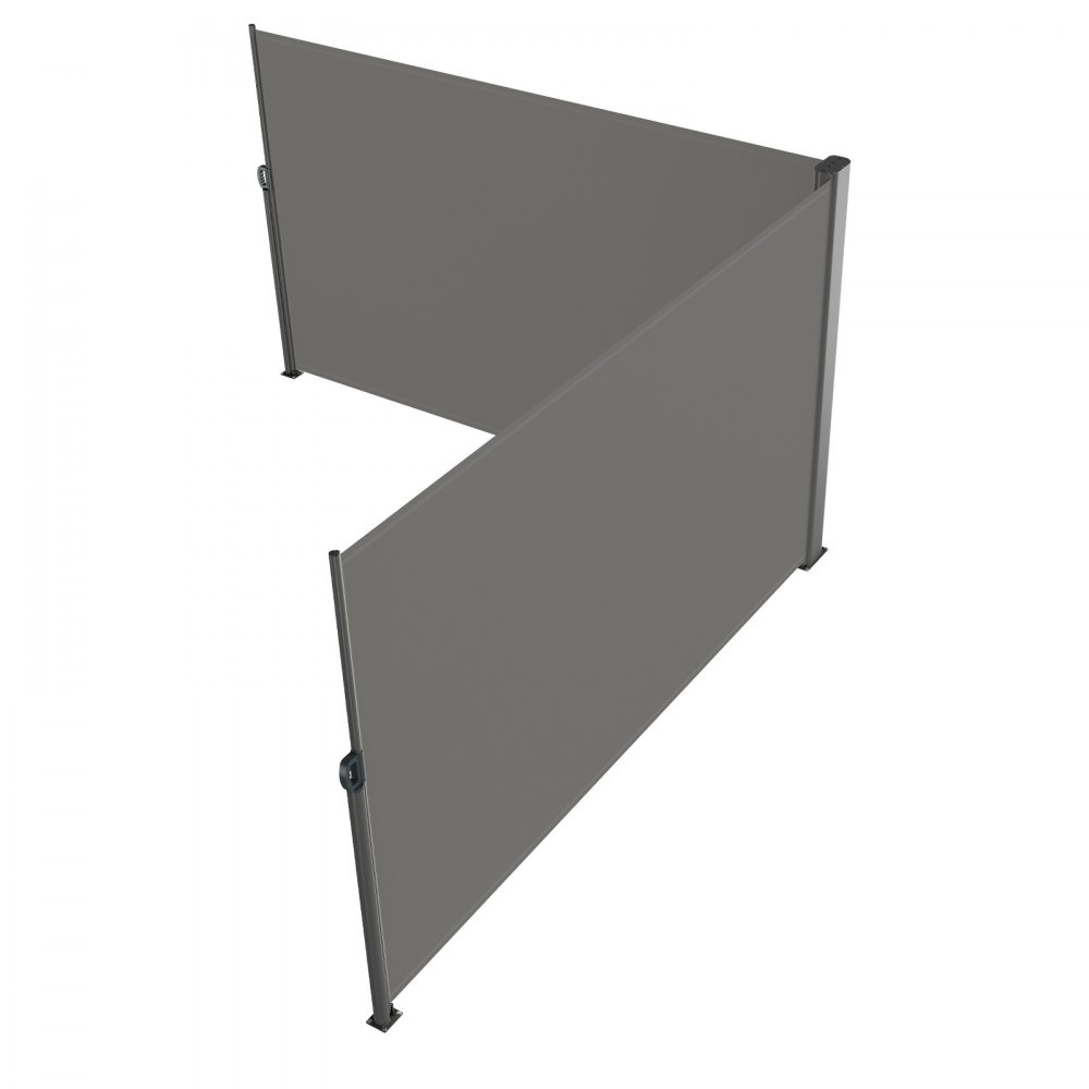 VEVOR Toldo Solar Retráctil, Pantalla de Alta Privacidad 180X600cm, Protector Solar a Prueba de Viento para Patio Jardín Terraza Gris