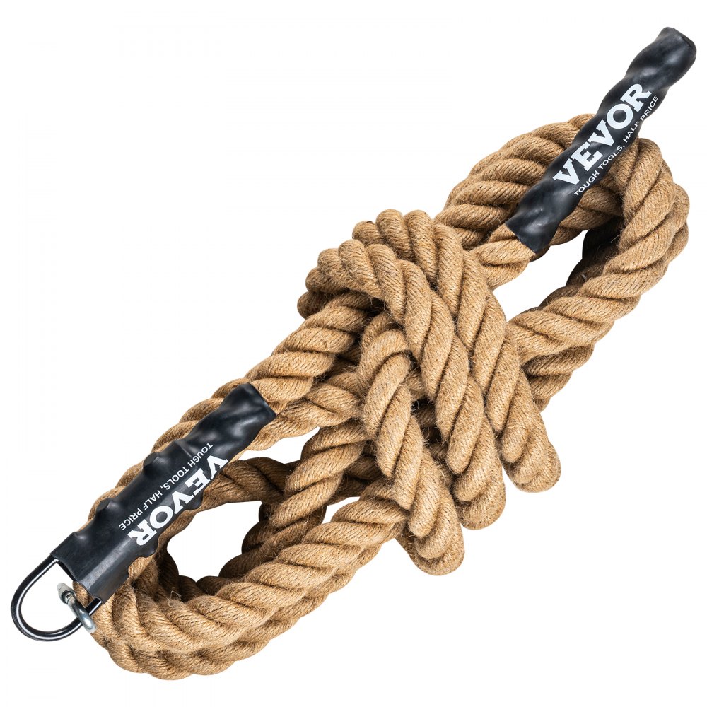 VEVOR Climbing Rope, Fitness Training Rope, Gym Rope, 7.6 m Length, 38 mm Diameter, Multi-Purpose Jute Training Rope, Climbing Exercises, Strength Training for Mountaineering, Climbing, Camping