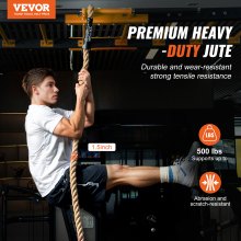 VEVOR Cuerda de Escalada para Gimnasio 38,1 mm x 7,62 m Capacidad de Peso 227 kg