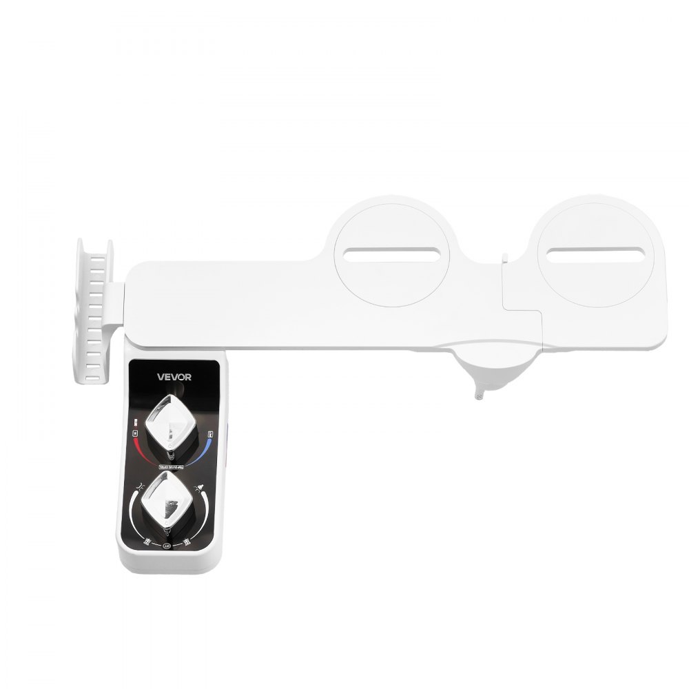 VEVOR Accesorio de Inodoro Bidé, Ultrafino, con Asiento de Inodoro y 2 Boquillas Retráctiles(Agua Fría/Caliente), 2 Perillas Giratorias y Presión de Agua Ajustable para Glúteos y Lavado Íntimo