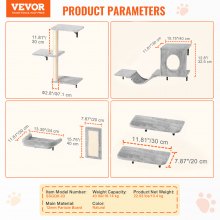 VEVOR 6 PCS Estantes de Pared para Gatos con Tablas para Saltar, Hamaca y Sofá