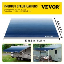 VEVOR Toldo para caravana, lona de camping, 5,24 m, color azul pizarra