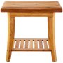 Banco de ducha de teca VEVOR, 20 x 14,3 x 17,9 pulgadas, taburete de ducha de madera resistente al agua con estante de almacenamiento, almohadillas antideslizantes para los pies, capacidad de carga máxima de 400 libras, asiento de silla de ducha, para uso en interiores y exteriores en el baño