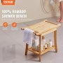 VEVOR Banco de Ducha de Bambú de 610 x 350 x 480 mm Bambú Natural Carga 136,1 kg