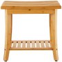 Banco de ducha de bambú VEVOR, 19,1 x 11,3 x 18,3 pulgadas, taburete de ducha impermeable con estante de almacenamiento, capacidad de carga de 330 libras, organizador de asiento de bañera de spa, para adultos, mujeres mayores, ancianos, interiores y exteriores