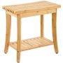 Banco de ducha de bambú VEVOR, 19,1 x 11,3 x 18,3 pulgadas, taburete de ducha impermeable con estante de almacenamiento, capacidad de carga de 330 libras, organizador de asiento de bañera de spa, para adultos, mujeres mayores, ancianos, interiores y exteriores