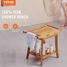 VEVOR Banco de Ducha de Teca de 560 x 365 x 470 mm Teca Natural Carga 136,1 kg