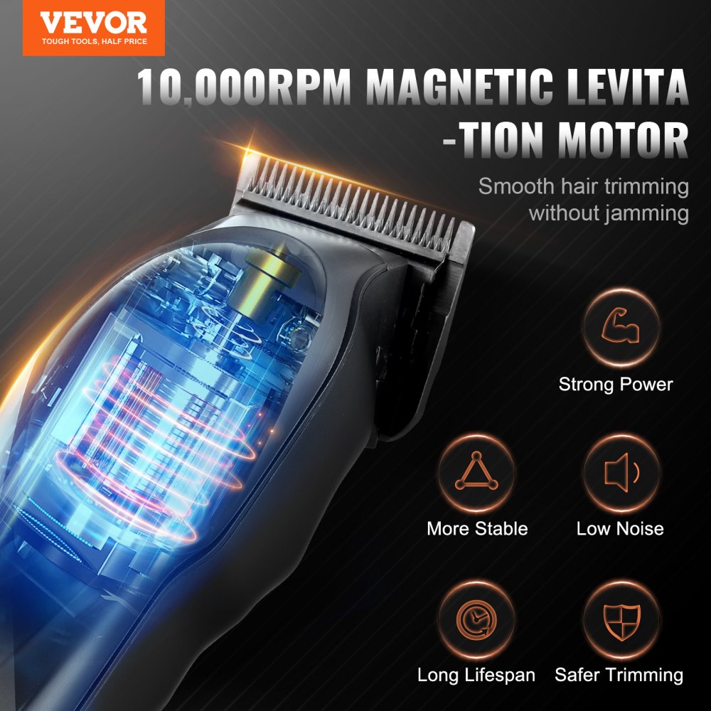 VEVOR Cortadora de cabello profesional para hombres, cortadora de cabello inalámbrica con cuchilla DLC Fade y motor de alta velocidad de 10000 RPM, kit de cuidado para cortar el cabello para hombres con 8 peines guía para peluqueros en casa, regalo ideal para hombres