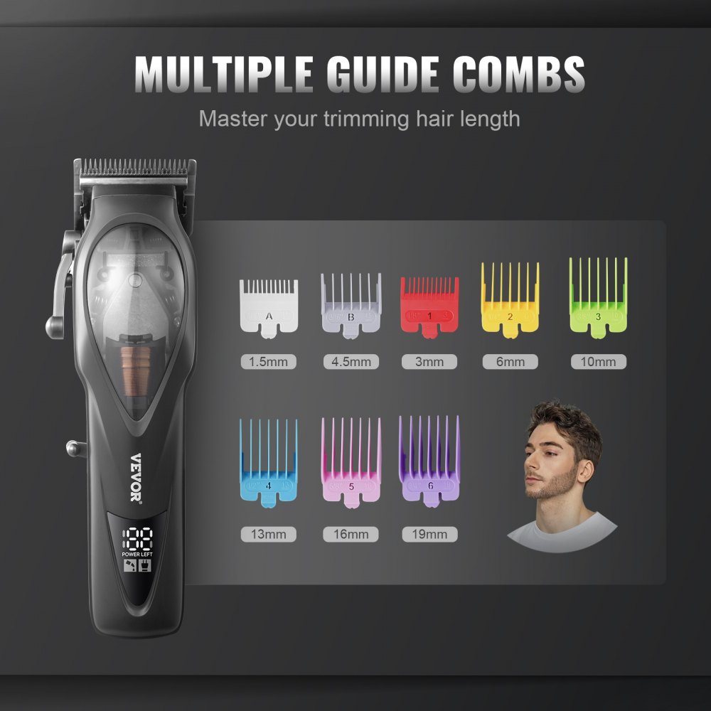 VEVOR Cortadora de cabello profesional para hombres, cortadora de cabello inalámbrica con cuchilla DLC Fade y motor de alta velocidad de 10000 RPM, kit de cuidado para cortar el cabello para hombres con 8 peines guía para peluqueros en casa, regalo ideal para hombres